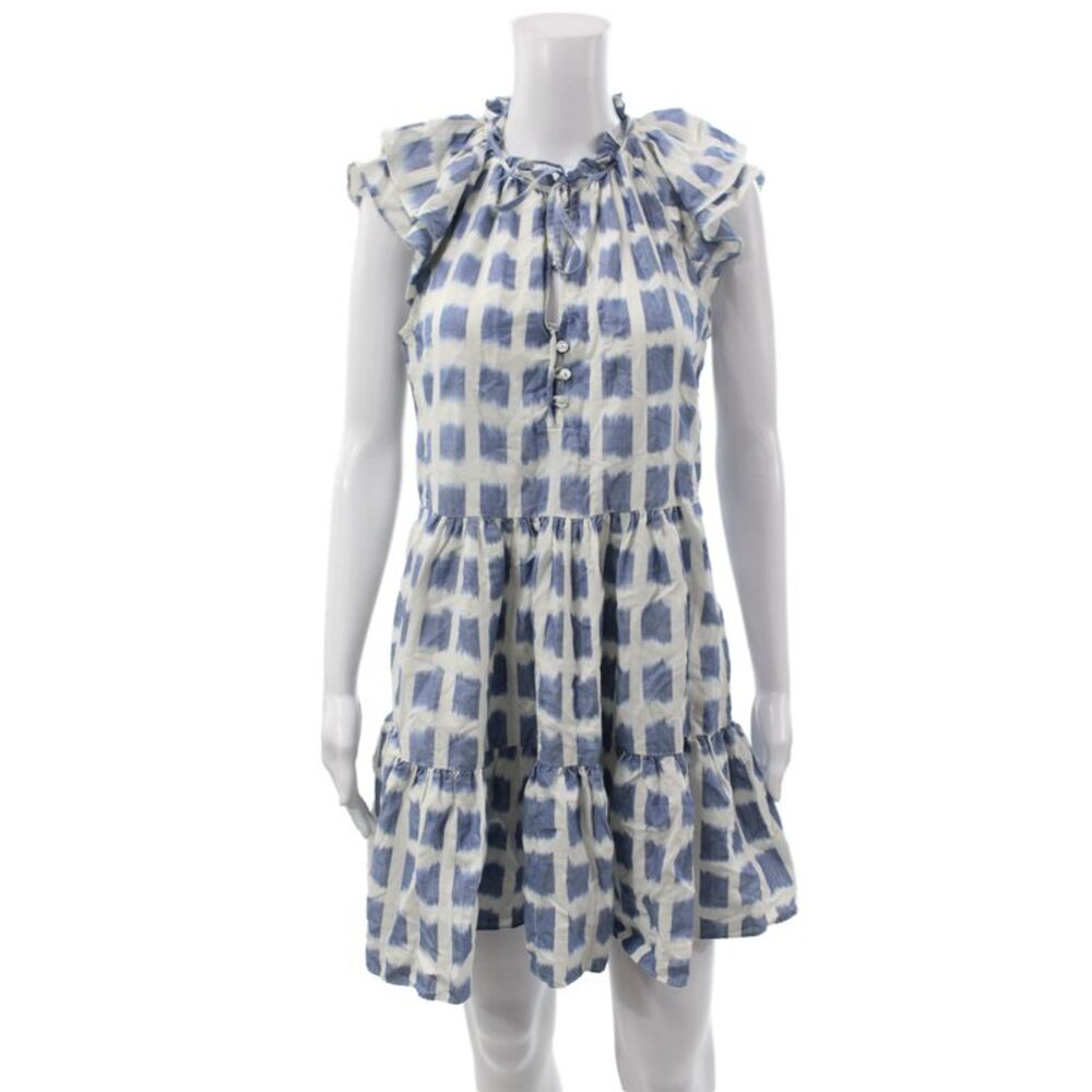 Veronica Beard Women Fit & Flare Shirt Dress Beige Geometric Button Size 6